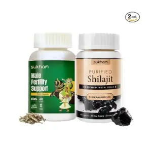 Sukham Male Fertility Support and Shilajit Combo | 60 + 60 Capsules
