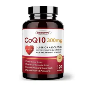 Zebora CoQ10 with PQQ, BioPerine & Omega-3 | 300mg (120 Softgels)